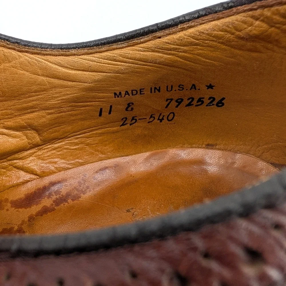Dexter Mens Vintage Wingtip Longwing Blucher Two Tone Brown Leather Shoes 11 E